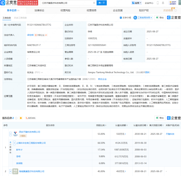 牛盈服务中心 科华生物等成立医疗科技公司，含生物基材料销售业务