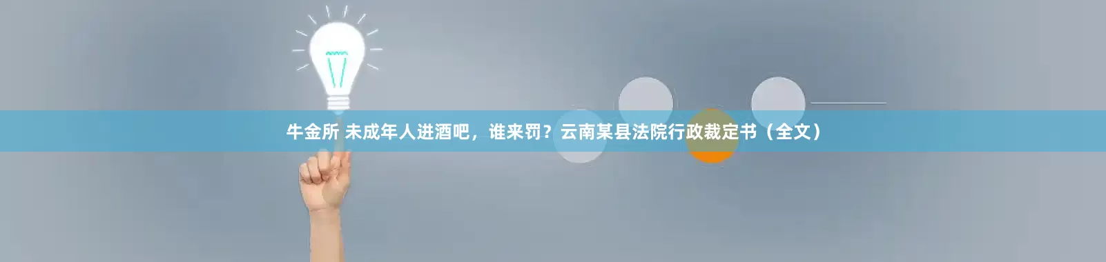 牛金所 未成年人进酒吧，谁来罚？云南某县法院行政裁定书（全文）